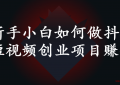 新手小白如何做抖音短视频创业项目赚钱